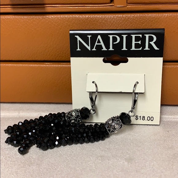 Napier black beaded tassel earrings - Picture 5 of 6